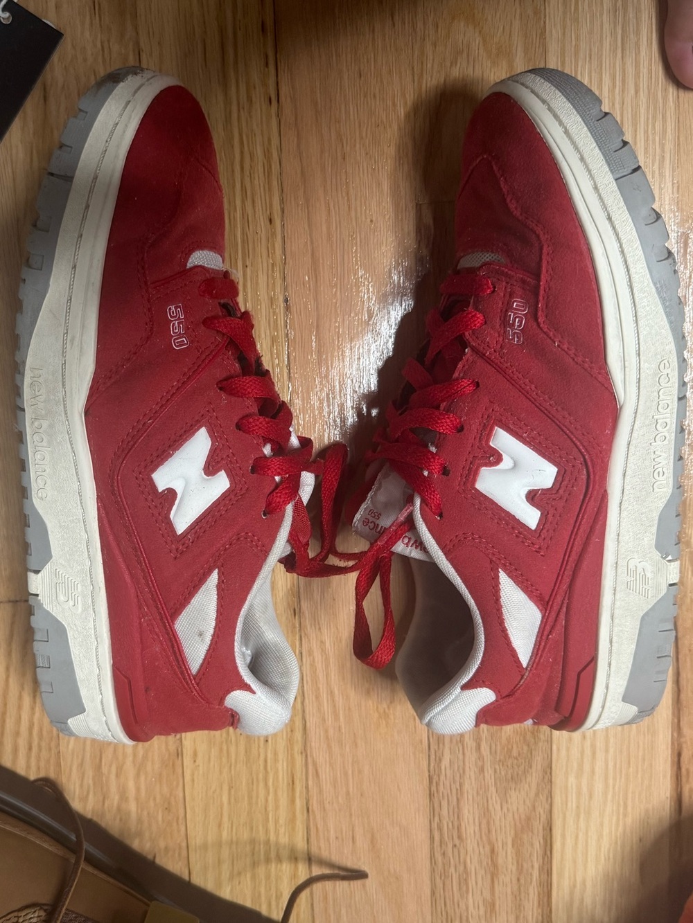 New Balance Red and White 550 Retro Sneakers